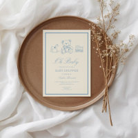 Classic Pastel Blue Teddy Bear Baby Shower