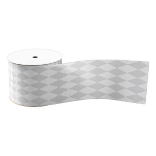 Classic Pastel Grey and White Harlequin Pattern Grosgrain Ribbon