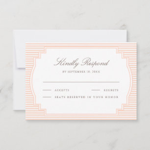 Classic Pastel Peach Striped Wedding RSVP Card