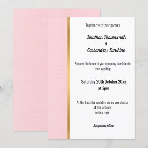 CLASSIC PASTEL PINK GOLD TRIM INVITATION
