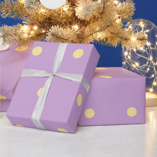 Classic Pastel Purple & Yellow Polka Dots Pattern Wrapping Paper (Holidays)