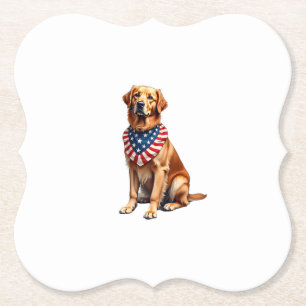 Classic Patriotic Golden Retriever Vintage Shirt 2 Paper Coaster