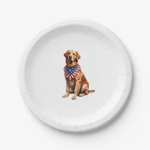 Classic Patriotic Golden Retriever Vintage Shirt 2 Paper Plate