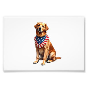 Classic Patriotic Golden Retriever Vintage Shirt 2 Photo Print