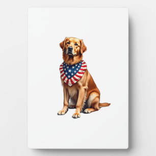 Classic Patriotic Golden Retriever Vintage Shirt 2 Plaque