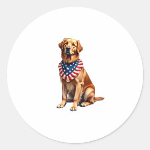 Classic Patriotic Golden Retriever Vintage Shirt 2 Round Sticker