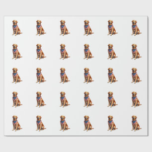 Classic Patriotic Golden Retriever Vintage Shirt 2 Wrapping Paper