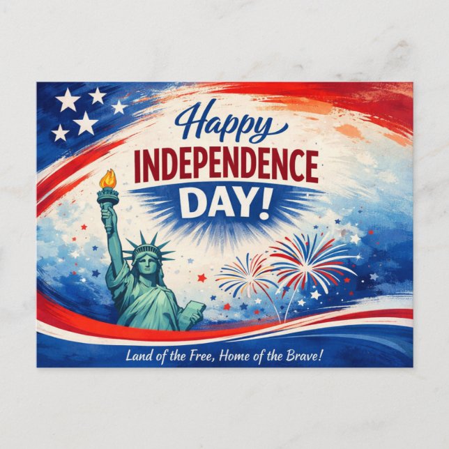 Classic Patriotic Independence Day Holiday Postcard (Front)