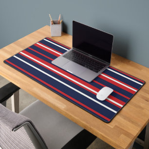 Classic Patriotic Red White Blue Stripes Seamless Desk Mat