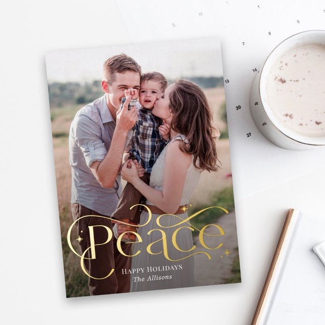 Classic Peace Foil Holiday Photo Card (Creator Uploaded)