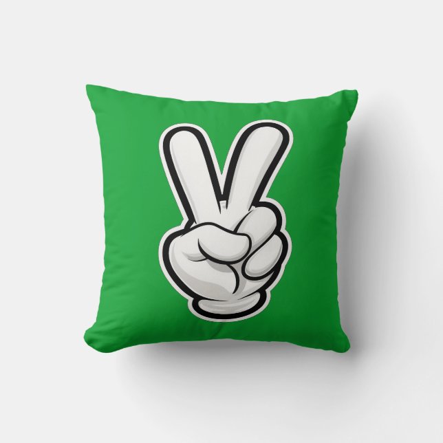 Classic Peace Hand Symbol Icon Cushion (Front)