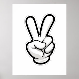 Classic Peace Hand Symbol Icon Poster