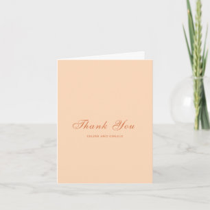 Classic Peach Elegant Wedding Thank You Card