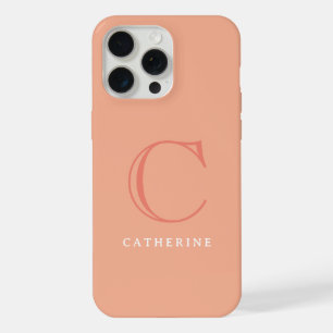 Classic Peach Pink Script Monogram Case-Mate iPhone 15 Pro Max Case