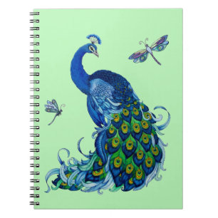 Classic Peacock and Dragonfly Design Notebook