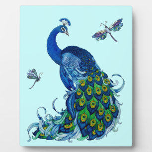 Classic Peacock and Dragonfly Design Plaque