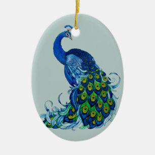 Classic Peacock Design Ceramic Tree Decoration