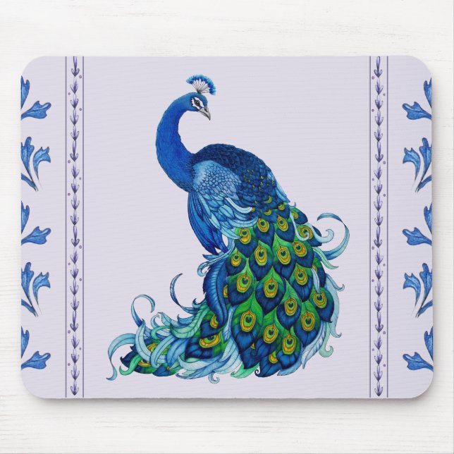 Classic Peacock Design Mouse Pad (Front)