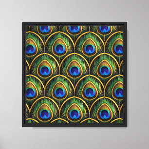 Classic Peacock Feather Artwork in Rich Jewel Tone Canvas Print