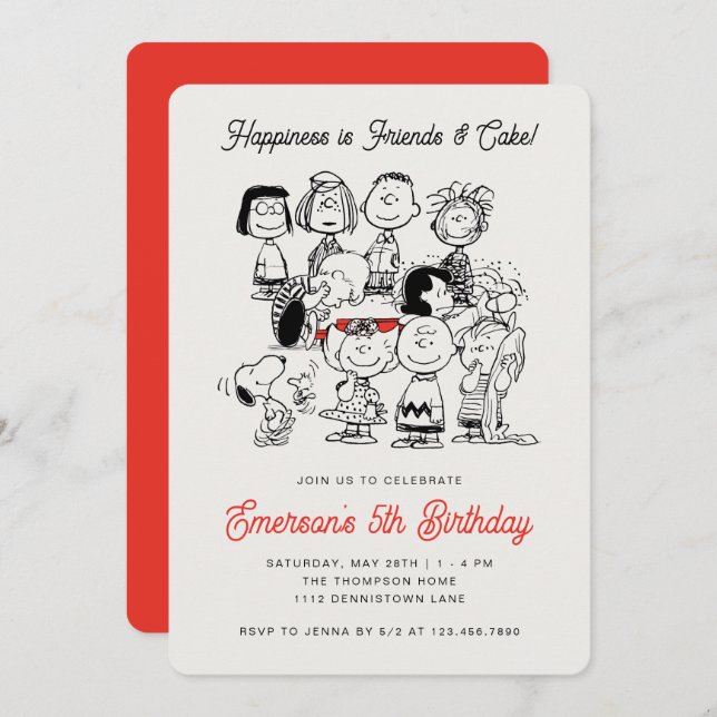 Classic Peanuts Gang Birthday | Snoopy & Friends Invitation (Front/Back)