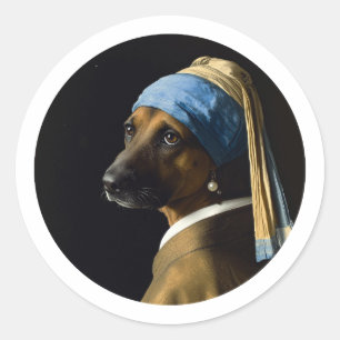Classic Pearl Portrait–Inspired German Shepherd Round Sticker