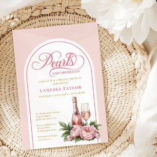 Classic Pearls and Prosecco Shower Invite Card