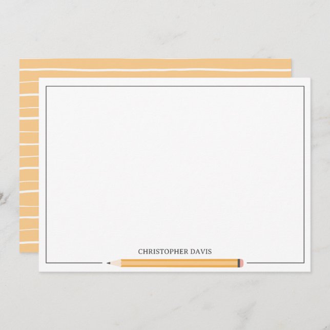 Classic pencil framed stationery back to school card (Front/Back)