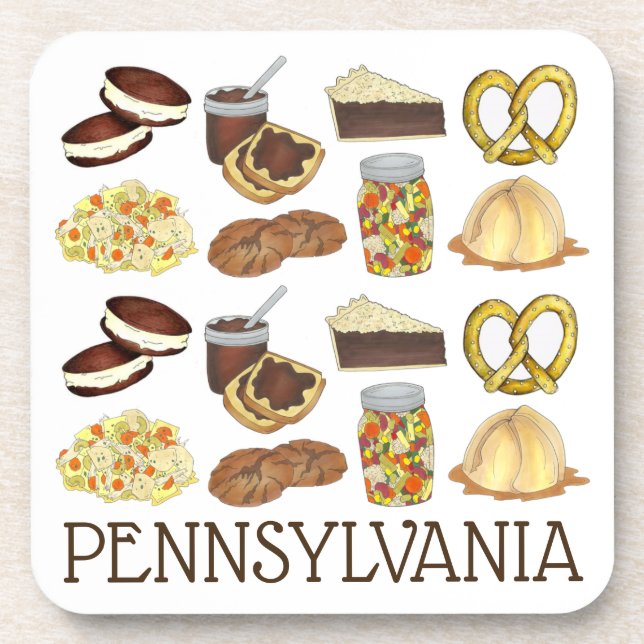 Classic Pennsylvania PA Dutch Amish Food Dishes Coaster (Front)