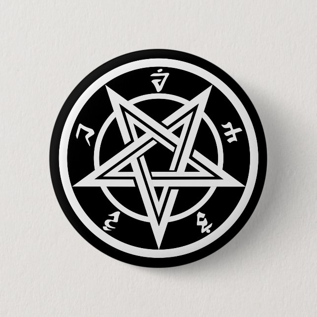Classic pentagram symbol 6 cm round badge (Front)