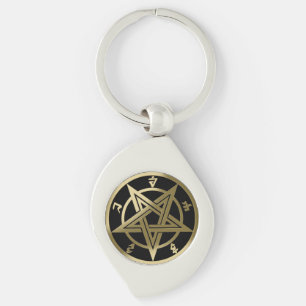 Classic pentagram symbol key ring