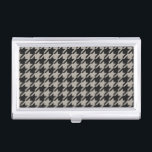 Classic Pepita Houndstooth Pattern Black Grey   Business Card Holder<br><div class="desc">Evergreen elegant and classic fabric pattern,  featuring pepita / houndstooth pattern in black and grey combination.</div>