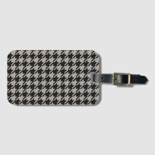 Classic Pepita Houndstooth Pattern Black Grey Luggage Tag