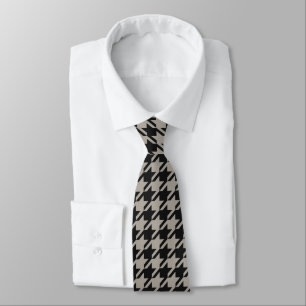 Classic Pepita Houndstooth Pattern Black Grey  Tie