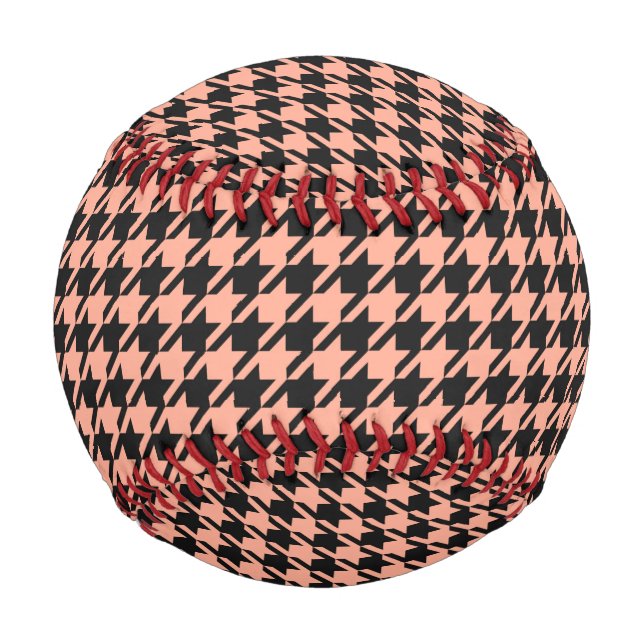 Classic Pepita Houndstooth Pattern Black Peach   Baseball (Front)