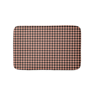 Classic Pepita Houndstooth Pattern Black Peach    Bath Mat
