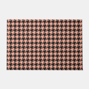 Classic Pepita Houndstooth Pattern Black Peach    Doormat