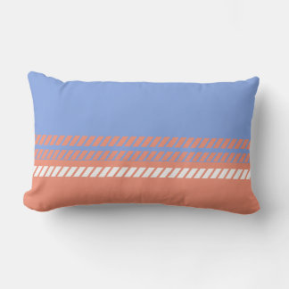 Classic Periwinkle and Coral with Stripes  Lumbar Cushion