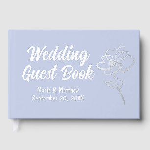 Classic Periwinkle Blue Floral Foil Guestbook