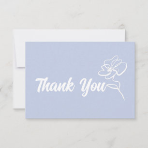 Classic Periwinkle Blue Floral Sketch Thank You Card