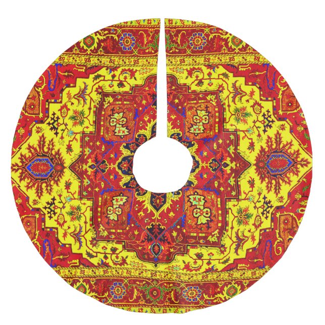 CLASSIC PERSIAN RUG - Red & Yellow Brushed Polyester Tree Skirt (Front)