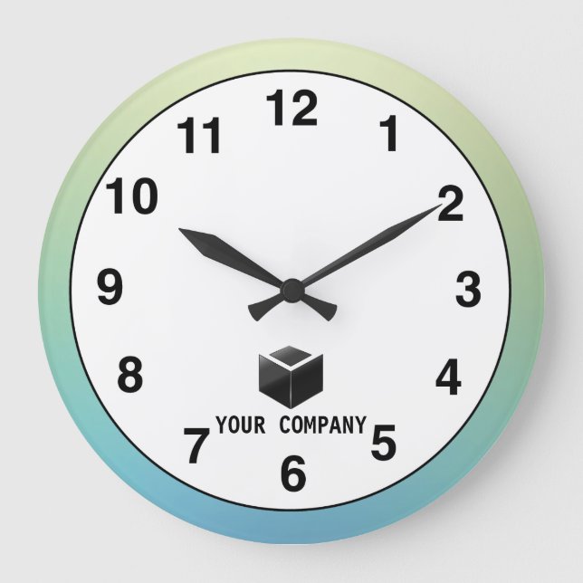 Classic personalised and editable company branding large clock (Front)
