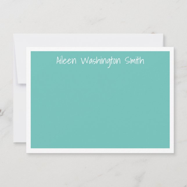 Classic Personalised Blue Flat Note Card (Front)