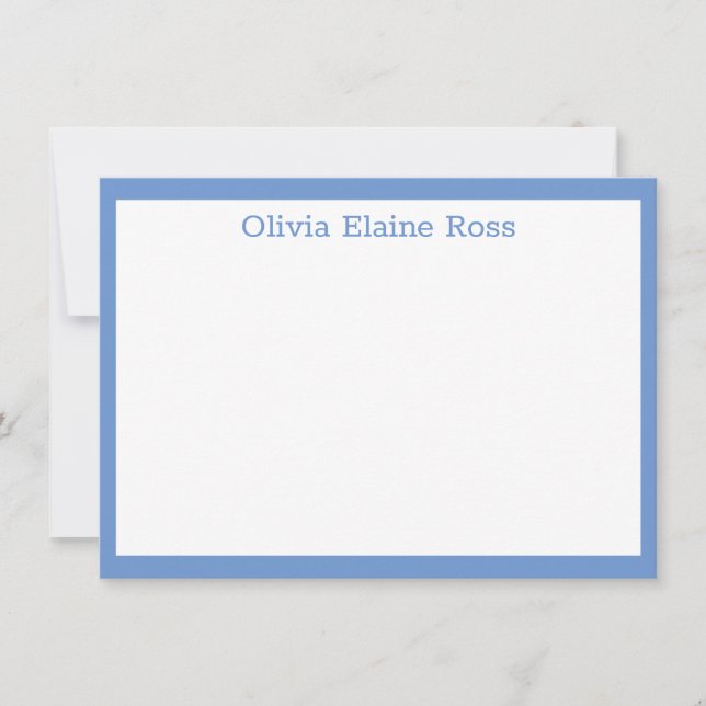 Classic Personalised Blue Flat Note Card (Front)