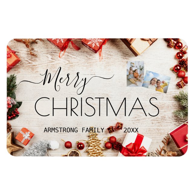 Classic Personalised Christmas HolidayFamily Photo Magnet (Horizontal)