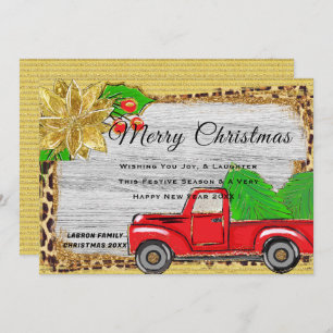 Classic Personalised Christmas Retro Red Truck Holiday Card
