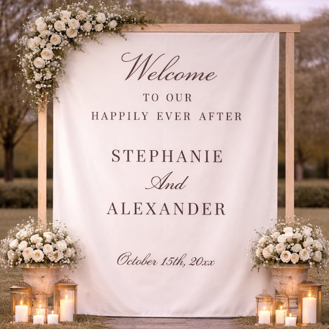 Classic Personalised Fabric Wedding Welcome Sign Tapestry (Creator Uploaded)