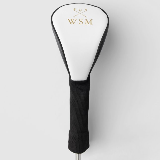 Classic Personalised Gold Monogram Golf Clubs Head Cover (Front)