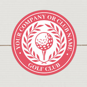 Classic Personalised Golf Club Company Name Red Classic Round Sticker