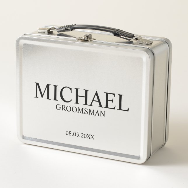 Classic Personalised Groomsman Metal Gift Box (Front)