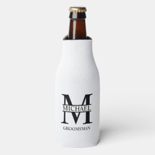 Classic Personalised Groomsman Monogram and Name Bottle Cooler